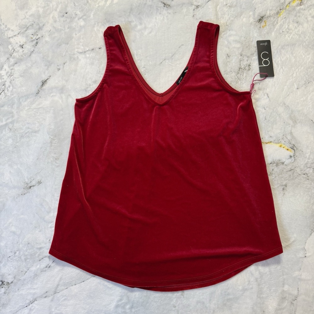 Gibson X‎ Hi Sugarplum Tank top Womens Size Medium Red Blouse Lagenlook V Neck